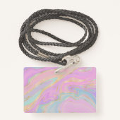 Roze Gouden Vloeibare Swirl Regenboog Marmer Badge (Achterkant met draagriem)