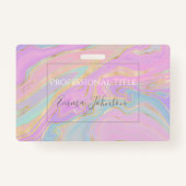 Roze Gouden Vloeibare Swirl Regenboog Marmer Badge (Voorkant)
