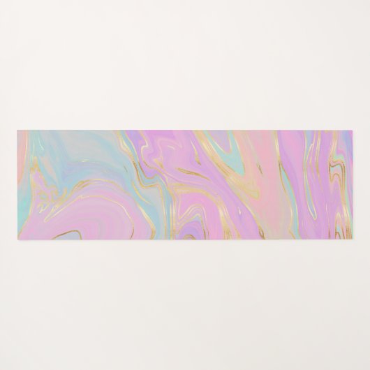 Roze Gouden Vloeibare Swirl Regenboog Marmer Yogamat (Achterkant (horizontaal))