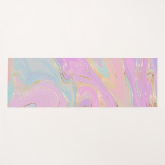 Roze Gouden Vloeibare Swirl Regenboog Marmer Yogamat (Voorkant (horizontaal))