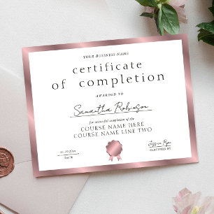Roze Gouden Voltooiingscertificaat Bedrijfsaward