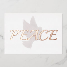 Roze Gouden Vrede over Duif Folie Feestdagenkaart