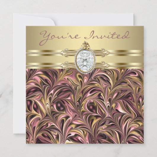 Roze gouden vrouwen verjaardagsfeestje uitnodiging (Voorkant)