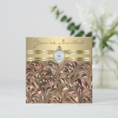 Roze gouden vrouwen verjaardagsfeestje uitnodiging (Staand voorkant)