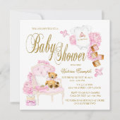 Roze gouden Waterverf Baby Shower Uitnodigingen (Voorkant)