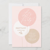 Roze Gouden Waterverf Ballon Meisje Verjaardagsfee Kaart (Voorkant)