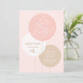 Roze Gouden Waterverf Ballon Meisje Verjaardagsfee Kaart (Staand voorkant)