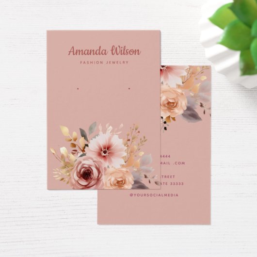 Roze gouden waterverf bloemen display kaart (Bureau)