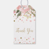 Roze Gouden Waterverf Bloemen Favor Cadeaulabel (Voorkant)