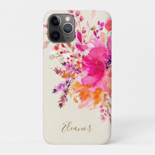 Roze Gouden Waterverf Bloemen Gepersonaliseerde Na Case-Mate iPhone Case
