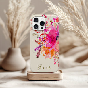 Roze Gouden Waterverf Bloemen Gepersonaliseerde Na Case-Mate iPhone Case