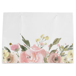 Roze Gouden Waterverf Bloemen Groot Cadeauzakje