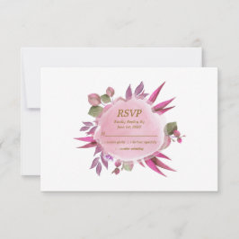 Roze Gouden Waterverf Bloemen Modern Elegant Huwel RSVP Kaartje