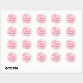 Roze Gouden Waterverf Bloemen Roos zeepetiketten Ronde Sticker (Vel)