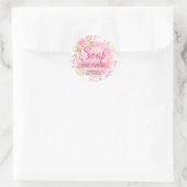 Roze Gouden Waterverf Bloemen Roos zeepetiketten Ronde Sticker (Tas)