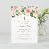 Roze Gouden Waterverf Bloemendoop Kaart (Staand voorkant)