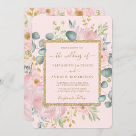  roze gouden Waterverf bloemenluxe bruiloft Kaart