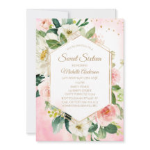 Roze Gouden Waterverf Bloemrijke Sweet Sixteen Fee