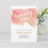 Roze Gouden Waterverf eenentwintig Kaart (Staand voorkant)