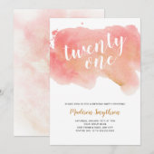 Roze Gouden Waterverf eenentwintig Kaart (Voorkant / Achterkant)