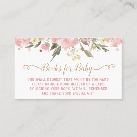 Roze gouden Waterverf Floral brengt een boekenbehu Visitekaartje (Voorkant)