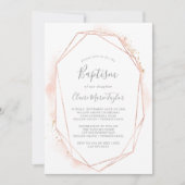 Roze Gouden Waterverf Geometrische Doop Kaart (Voorkant)