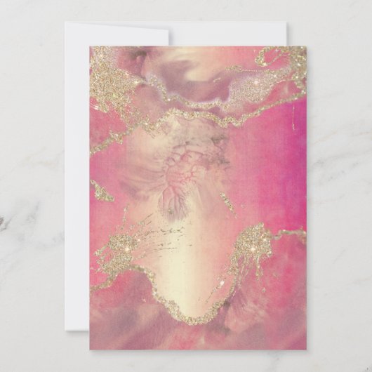 Roze Gouden waterverf geometrische Quinceañera Kaart (Achterkant)