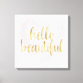 Roze Gouden Waterverf Hallo Canvas Afdruk (Voorkant)
