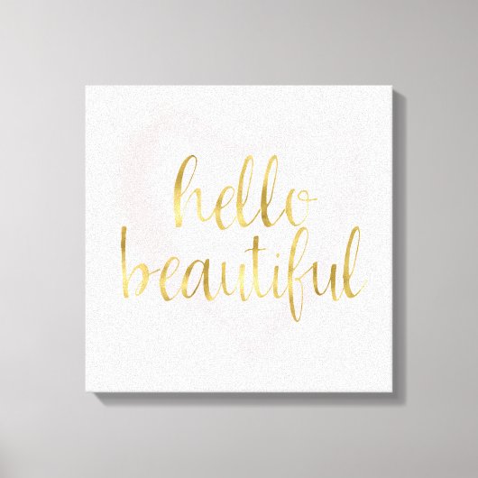 Roze Gouden Waterverf Hallo Canvas Afdruk (Voorkant)