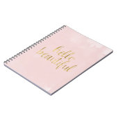 Roze Gouden Waterverf Hallo Notitieboek (Linkerzijde)