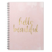 Roze Gouden Waterverf Hallo Notitieboek (Voorkant)