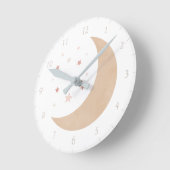 Roze gouden Waterverf maan en sterren Ronde Klok (Hoek)