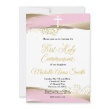 Roze Gouden Waterverf Meisje 1e Eerste Heilige Com