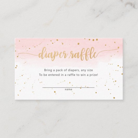 Roze gouden Waterverf meisje met minder papierwink Informatiekaartje (Voorkant)