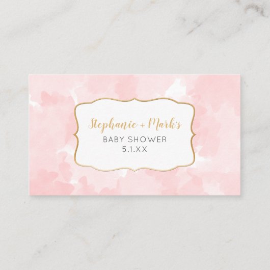 Roze gouden Waterverf meisje met minder papierwink Visitekaartje (Achterkant)