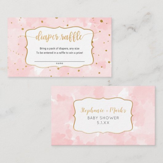 Roze gouden Waterverf meisje met minder papierwink Visitekaartje (Voorkant / Achterkant)