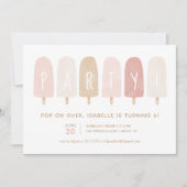 Roze Gouden Waterverf Popsicle Meisje Verjaardagsf Kaart (Voorkant)