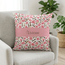 Roze Gouden Waterverf Wilde Bloem Monogram Naam