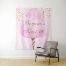 Roze & Gouden Watte Suikers Feestelijke Sweet 16 A