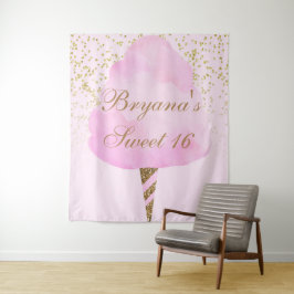 Roze & Gouden Watte Suikers Feestelijke Sweet 16 A Wandkleed