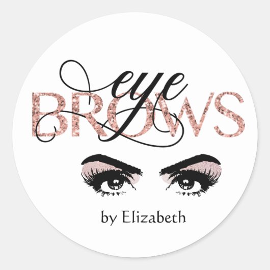 Roze Gouden Wenkbrauw Tinting Microblading Threadi Ronde Sticker (Voorkant)