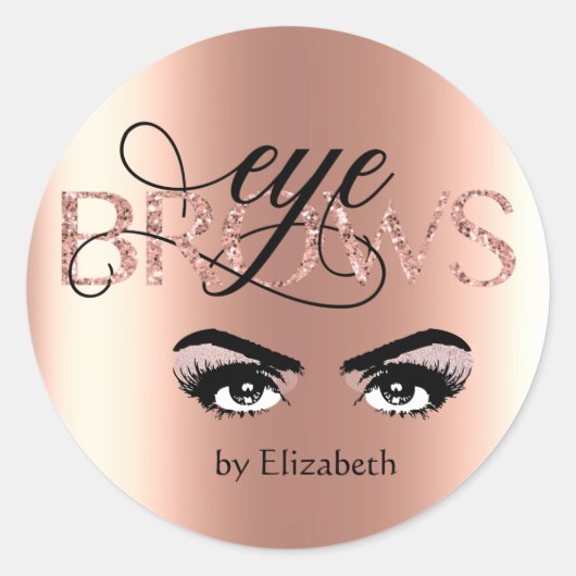 Roze Gouden Wenkbrauw Tinting Microblading Threadi Ronde Sticker (Voorkant)