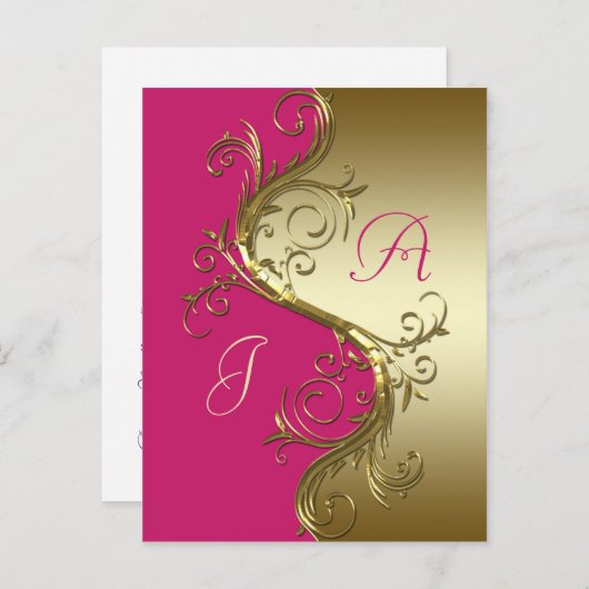 Roze gouden  wervelingen Bewaar de datum Aankondigingskaart (Voorkant / Achterkant)
