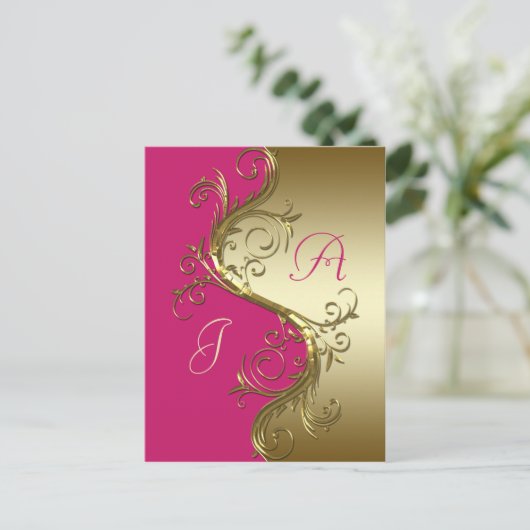 Roze gouden  wervelingen Bewaar de datum Aankondigingskaart (Staand voorkant)