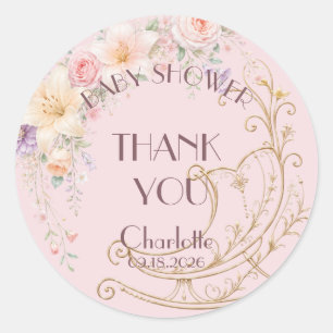Roze Gouden Wieg Baby Shower Bedankt Favorieten St Ronde Sticker