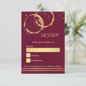 Roze Gouden Wijnvlek Marsala Trouw RSVP Kaart (Staand voorkant)