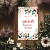 Roze Gouden Wilde Bloem Douche Uitnodiging