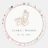 Roze Gouden Wilde Bloem Krishna Indiase Trouwdag Ronde Sticker (Voorkant)
