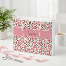 Roze Gouden Wilde Bloem Waterverf Monogram Naam