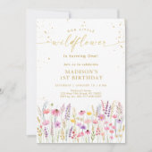 Roze Gouden Wildflower Meadow Verjaardag Kaart (Voorkant)